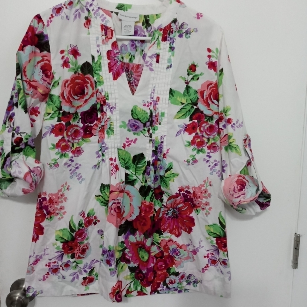 Soft Surroundings Floral Tunic Blouse